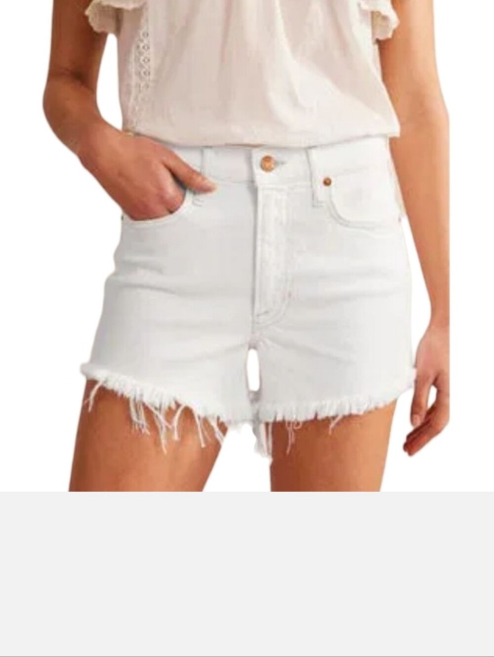 Nwt. Boden Ridge Beach Shorts White Cut High Rise  Fray Denim Size 29 8